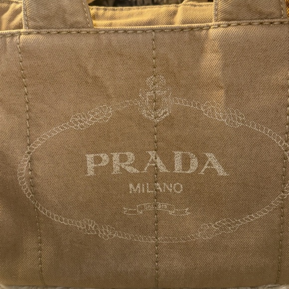 Prada Canapa Demin Logo Handle Bag EUC in Neutral - Picture 14 of 14